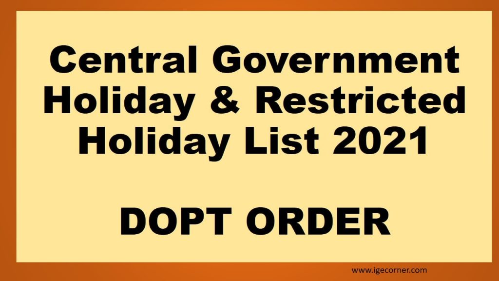 Central Government Offices Holiday List 2021