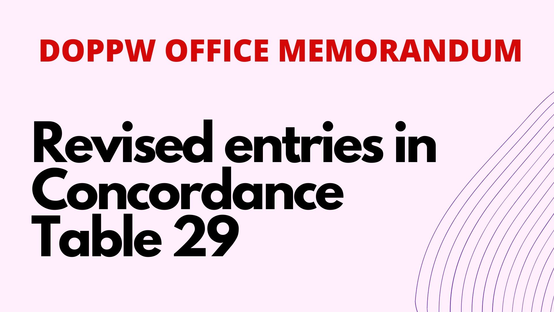 Revised entries in Concordance Table 29 - DOPPW Corrigendum Office ...