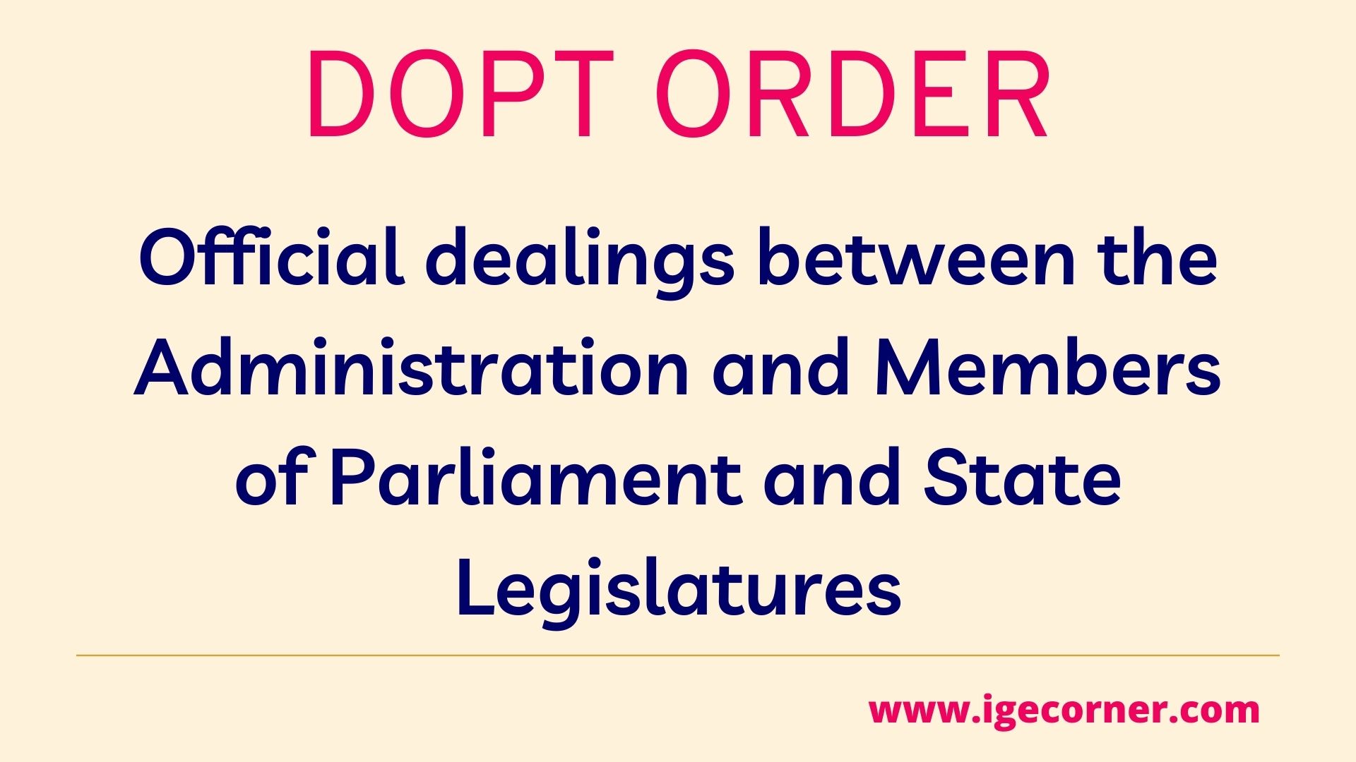 Official Dealings Between The Administration And Members Of Parliament