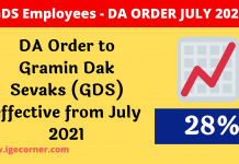 DA for GDS Employees 2021