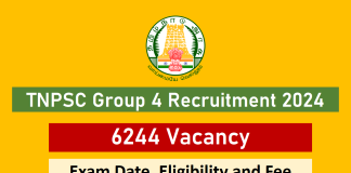 TNPSC Group 4 Recruitment 2024, 6244 Vacancy Notice Released, Eligibility and Fee